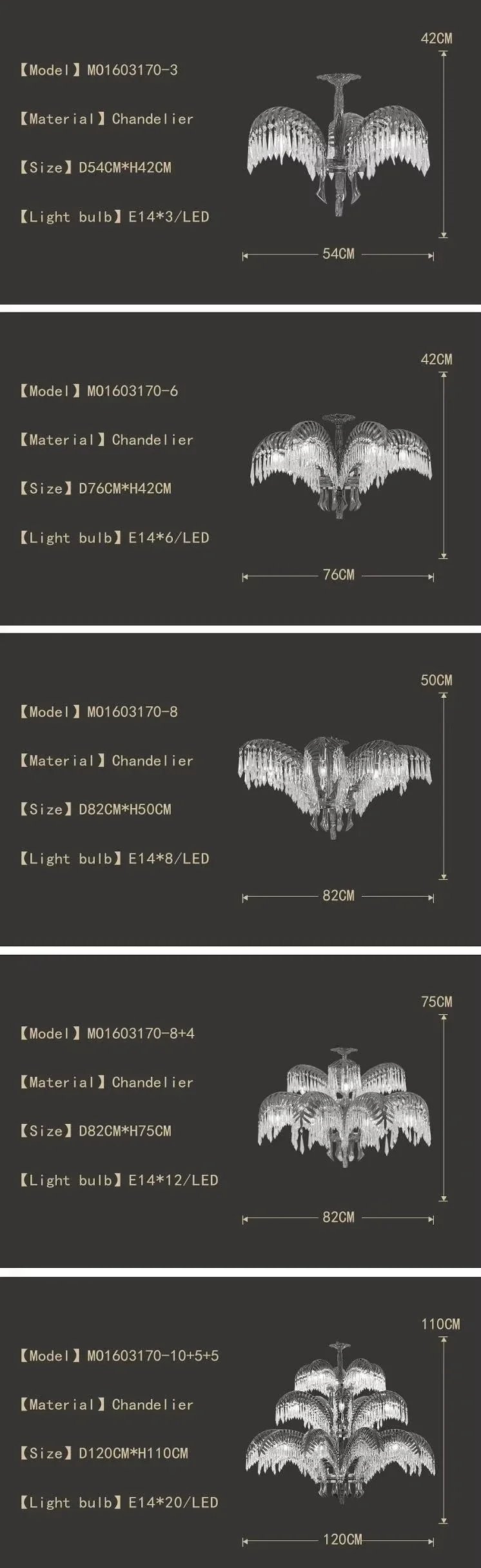 Crystal Palm Chandelier Hand Carving Gold Brass Hanging Pendant Lights Luxury