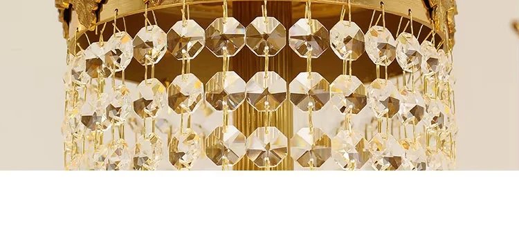 Vintage Brass Ceiling K9 Crystal Lamp Chandelier