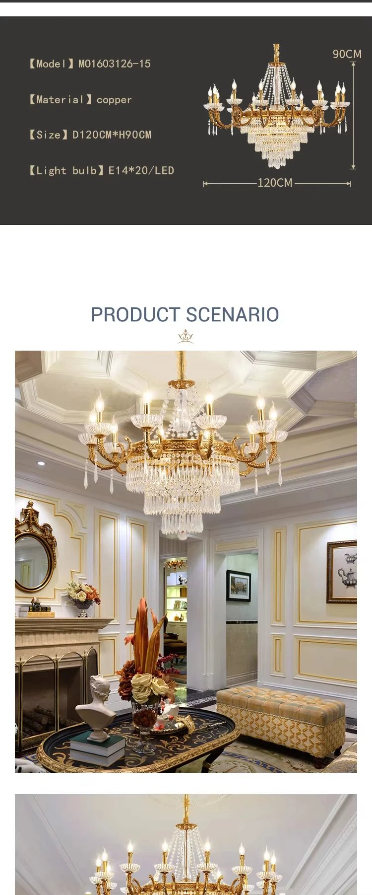 European Vintage Brass Chandelier Pendant Lighting