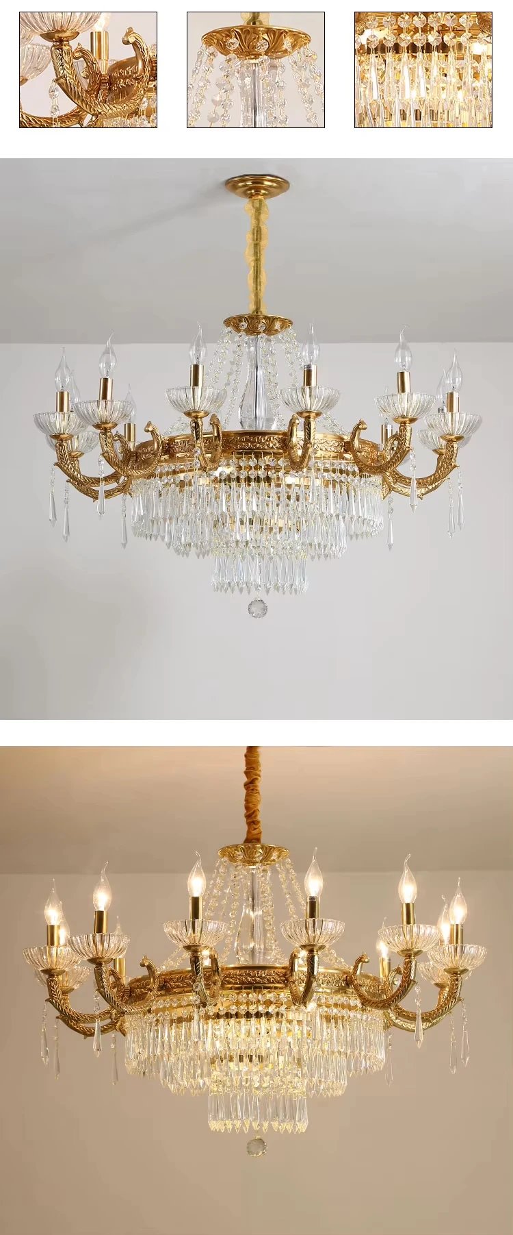 European Vintage Brass Chandelier Pendant Lighting