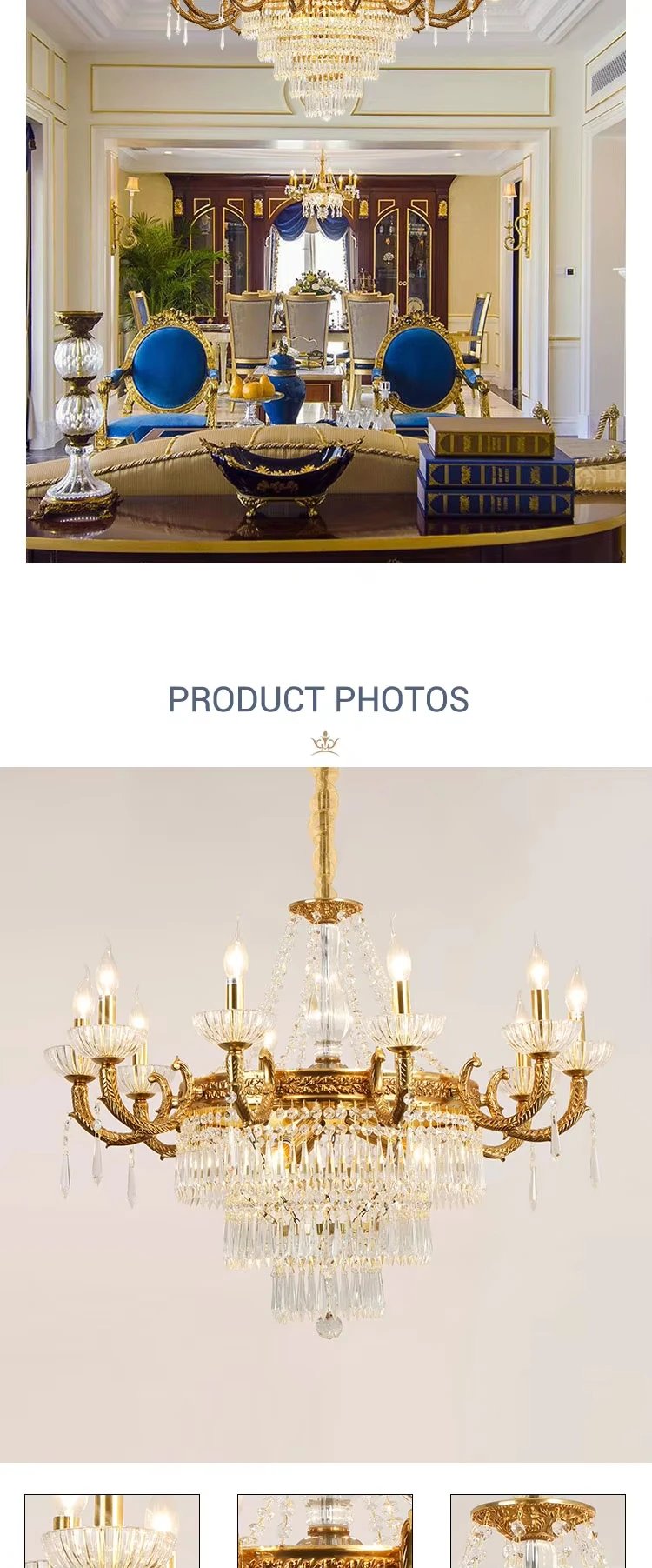 European Vintage Brass Chandelier Pendant Lighting