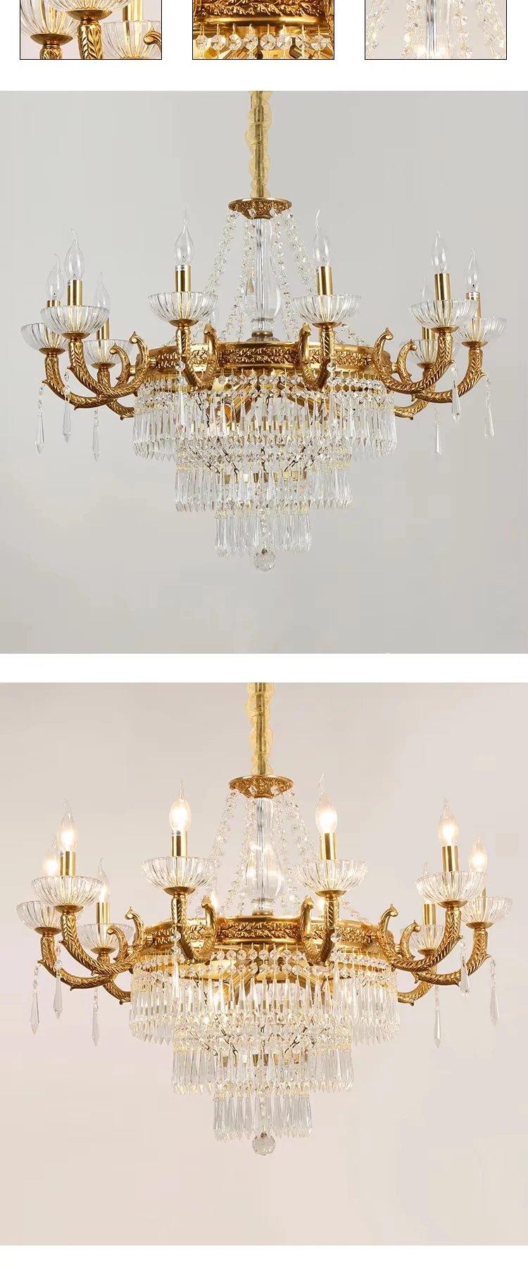 European Vintage Brass Chandelier Pendant Lighting