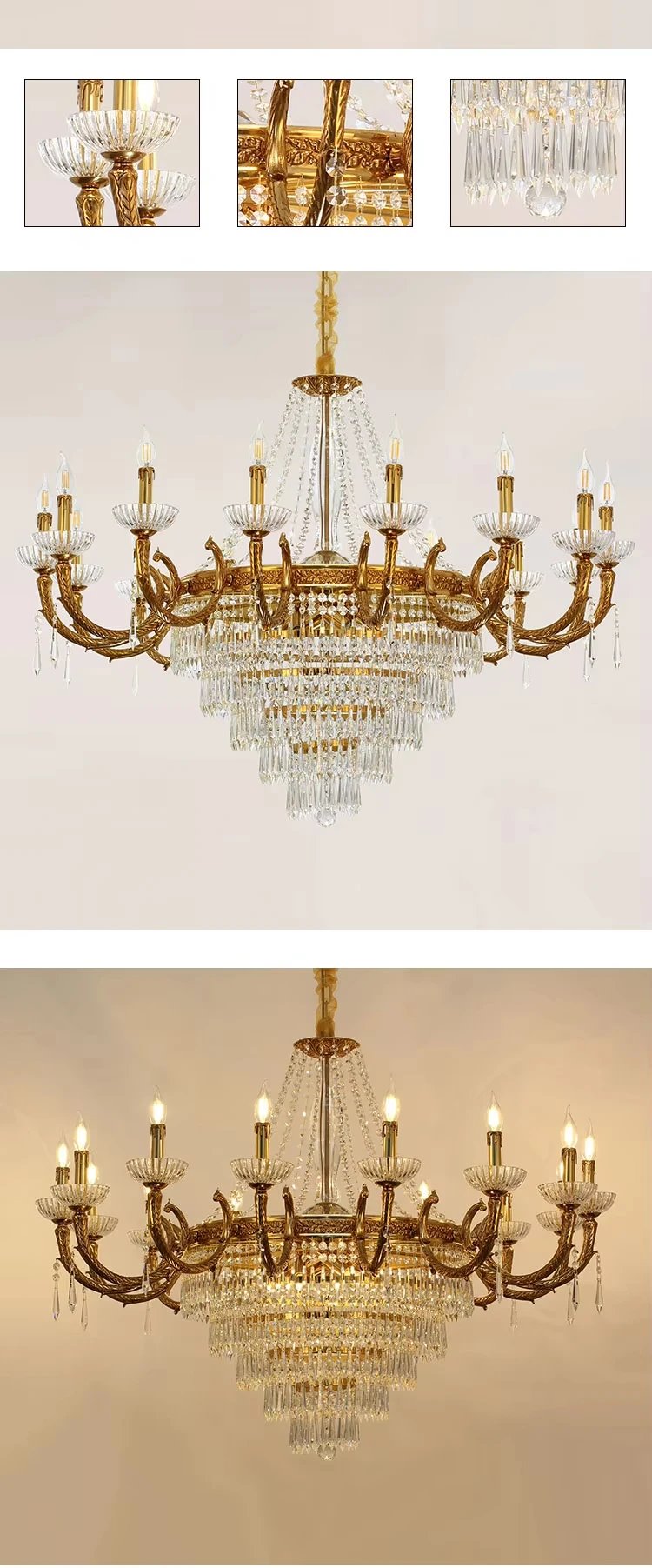 European Vintage Brass Chandelier Pendant Lighting