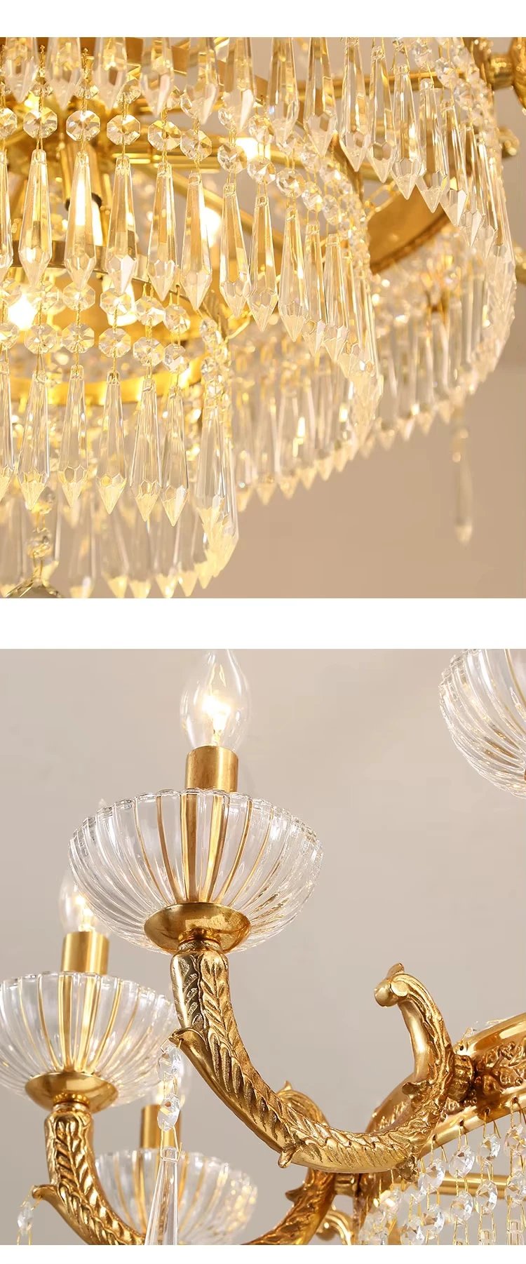 European Vintage Brass Chandelier Pendant Lighting