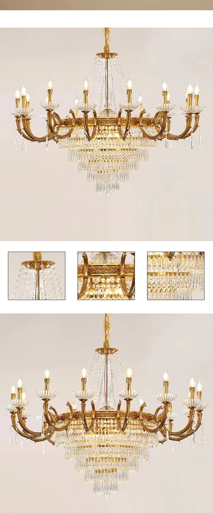 European Vintage Brass Chandelier Pendant Lighting