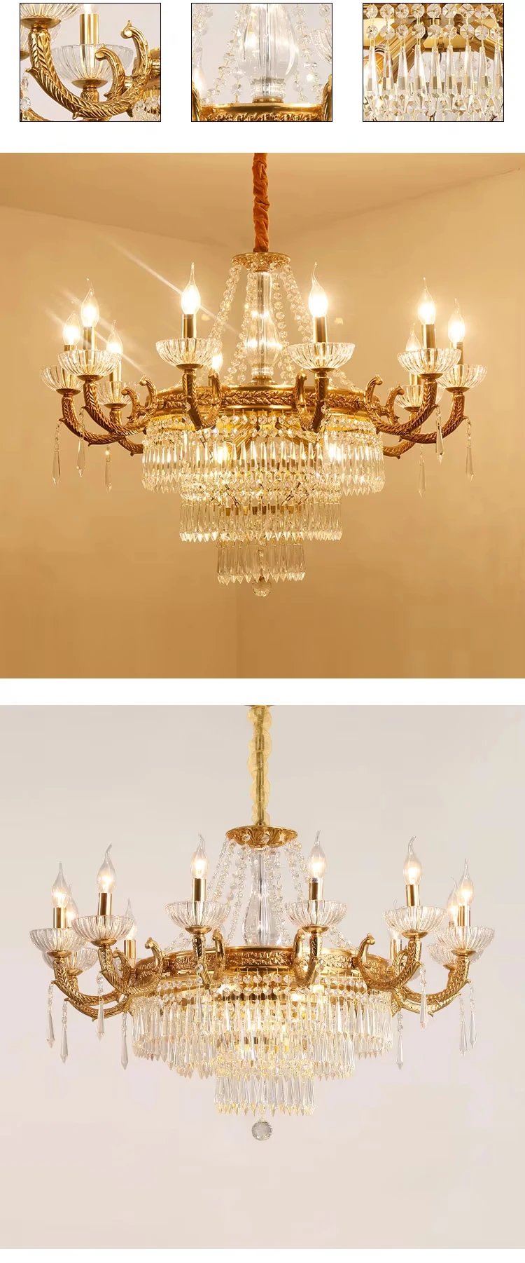 European Vintage Brass Chandelier Pendant Lighting