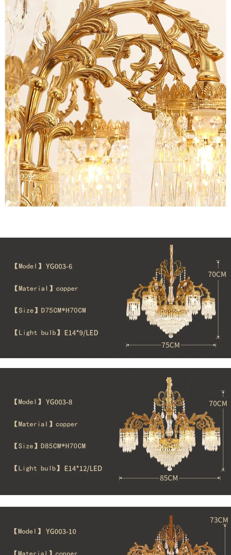 Victorian Solid Brass Raindrop Chandelier Pendant Lamp European Hanging Crystal