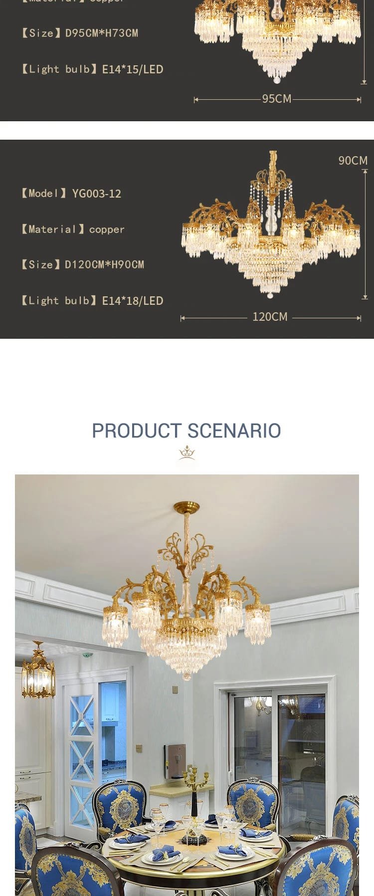 Victorian Solid Brass Raindrop Chandelier Pendant Lamp European Hanging Crystal