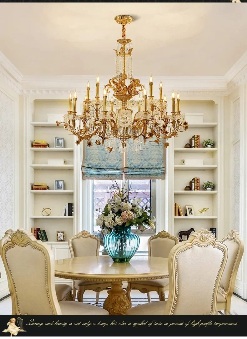 European Elegant Brass Chandelier Crystal French Classic Baroque