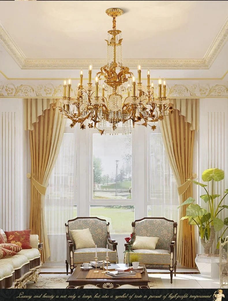 European Elegant Brass Chandelier Crystal French Classic Baroque