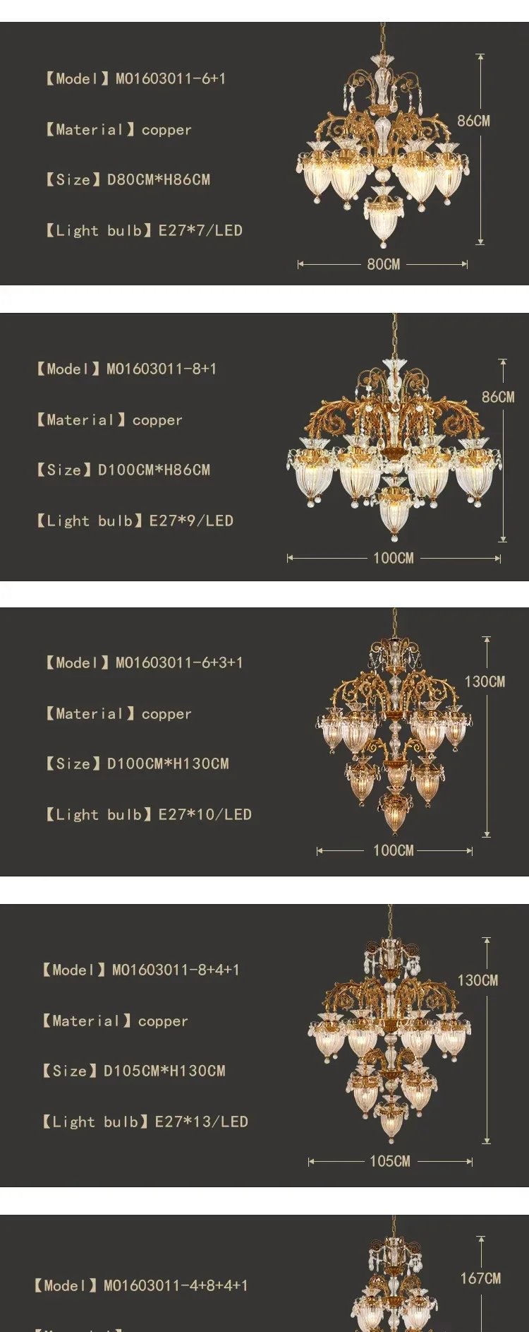 Pendant Chandelier European Rococo Classic Luxury Light Large Customize