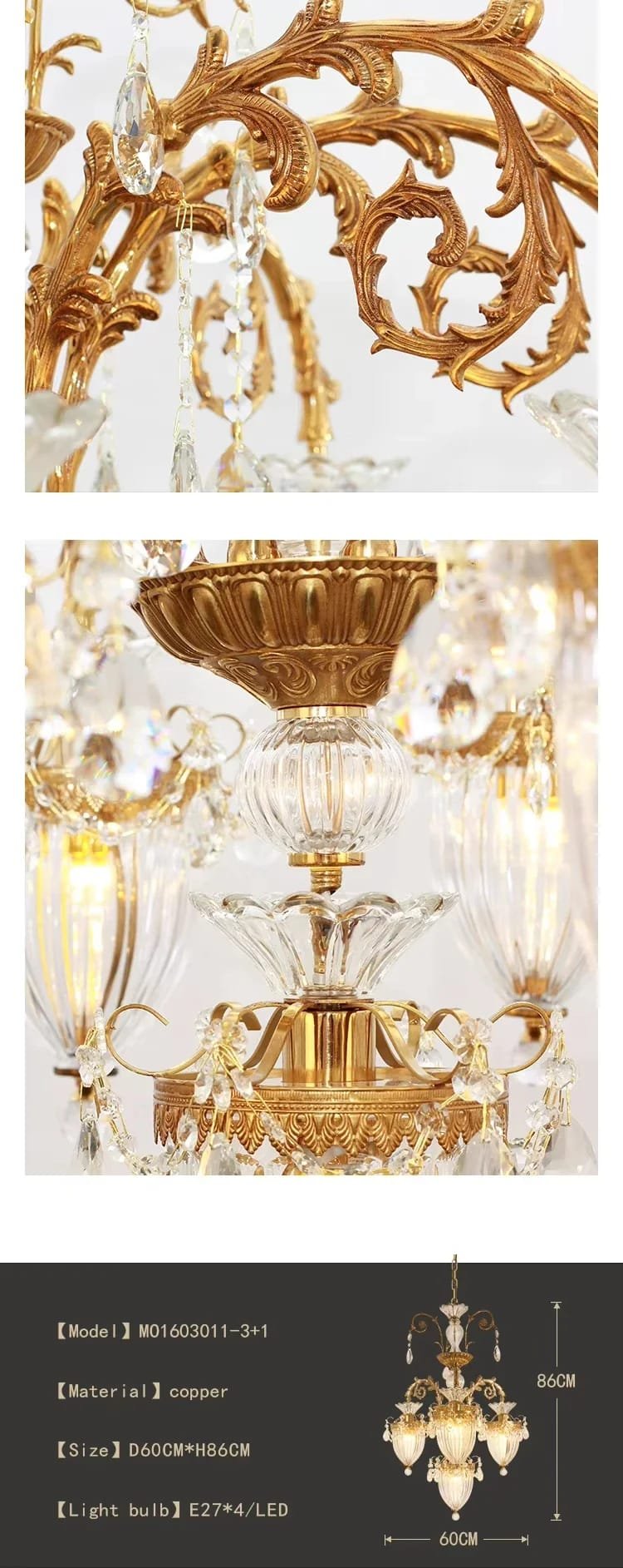 Pendant Chandelier European Rococo Classic Luxury Light Large Customize