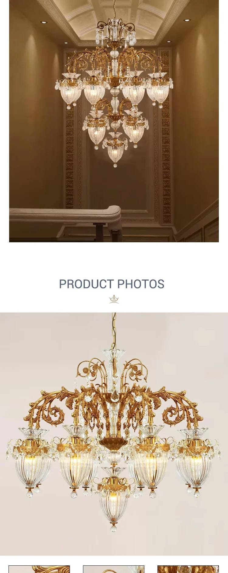 Pendant Chandelier European Rococo Classic Luxury Light Large Customize