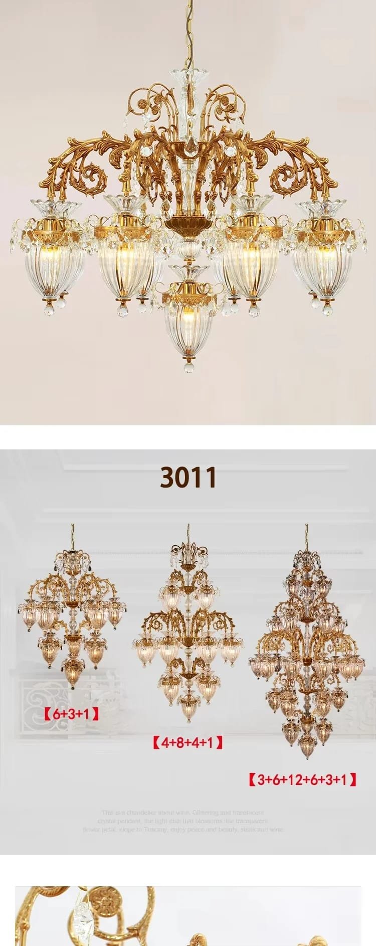 Pendant Chandelier European Rococo Classic Luxury Light Large Customize