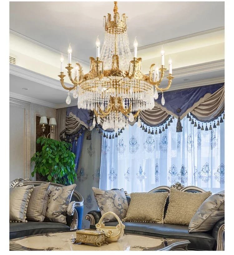 Luxury Crystal Spiral Brass Chandelier European