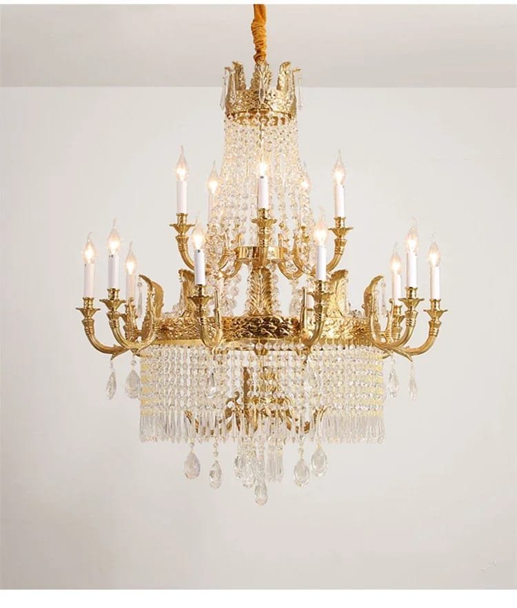 Luxury Crystal Spiral Brass Chandelier European