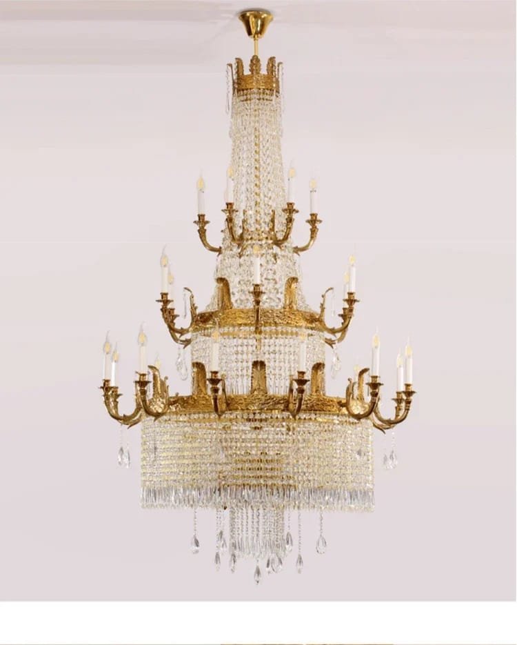 Luxury Crystal Spiral Brass Chandelier European
