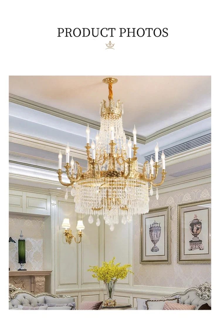 Luxury Crystal Spiral Brass Chandelier European
