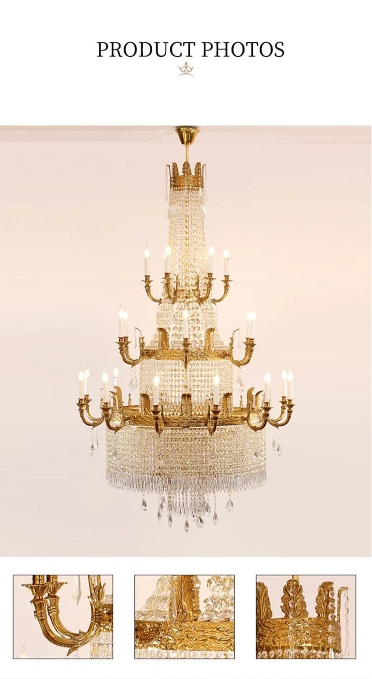 Luxury Crystal Spiral Brass Chandelier European