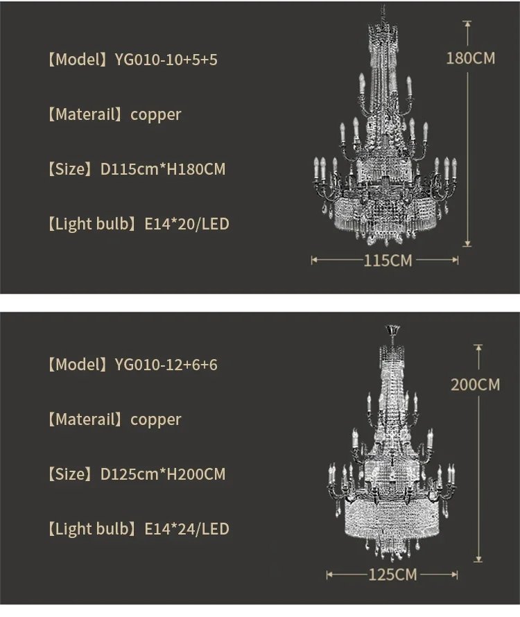 Luxury Crystal Spiral Brass Chandelier European