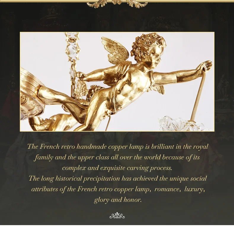 Cupid Antique Chandelier Church Crystal Pendant Lamp Vintage