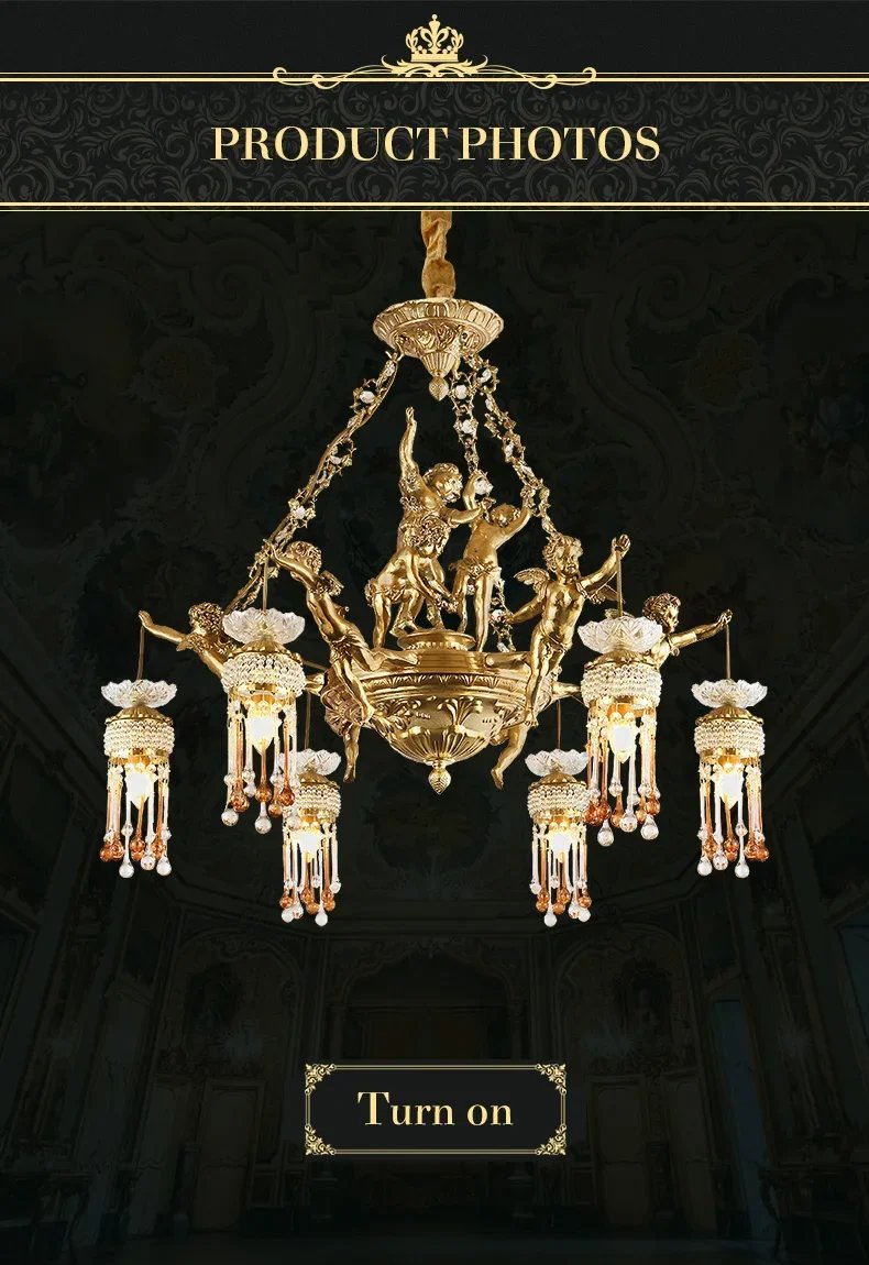 Cupid Antique Chandelier Church Crystal Pendant Lamp Vintage