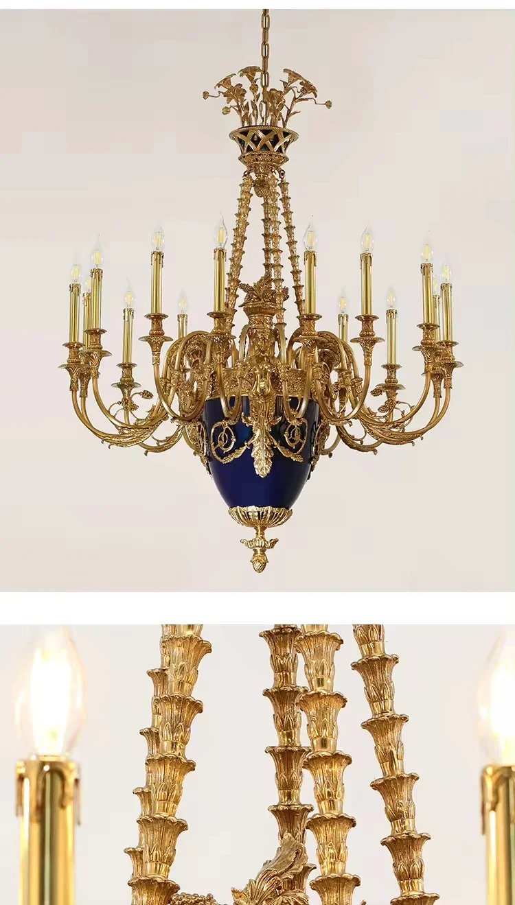 Luxury gold brass chandelier ceramics morano lighting