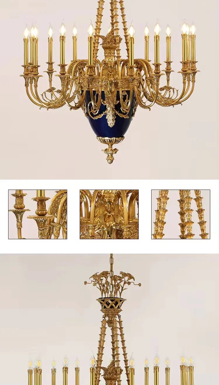 Luxury gold brass chandelier ceramics morano lighting