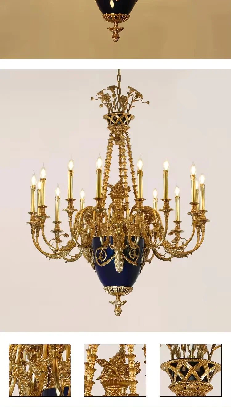 Luxury gold brass chandelier ceramics morano lighting