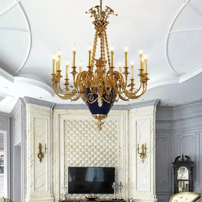 Luxury gold brass chandelier ceramics morano lighting