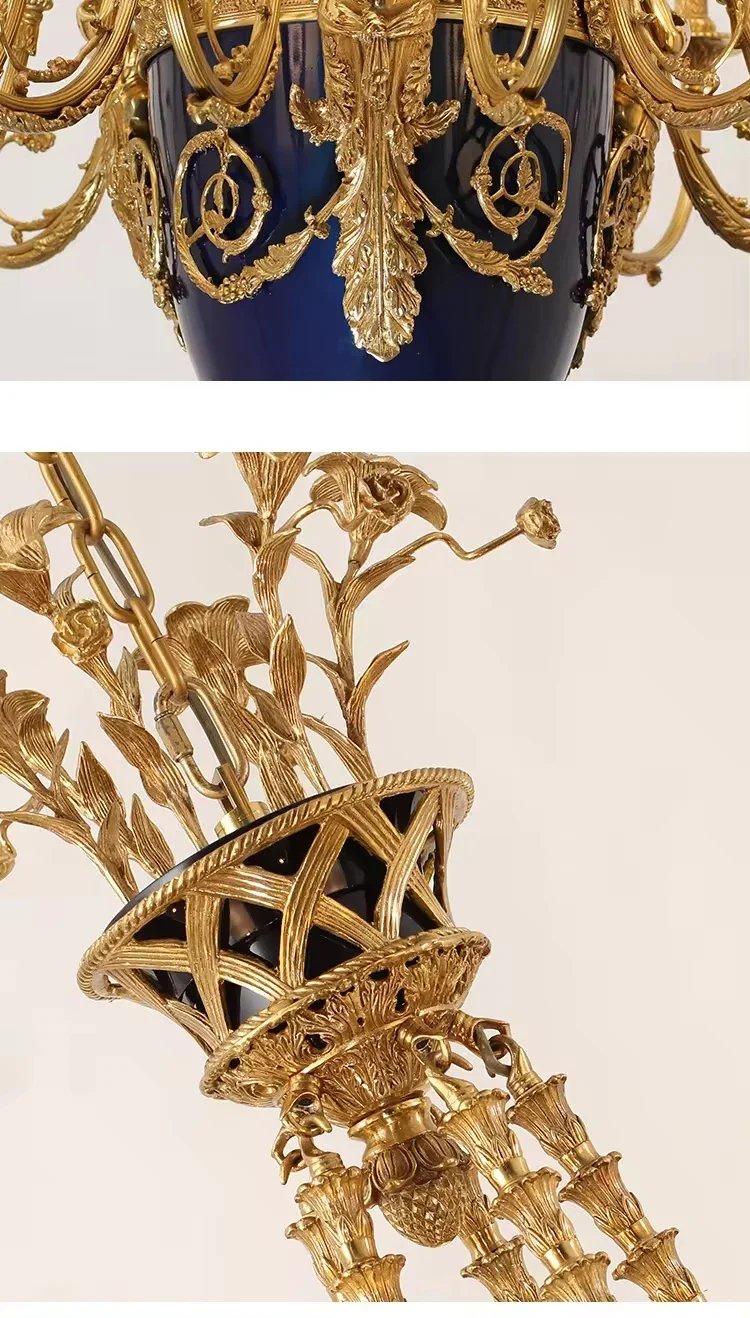 Luxury gold brass chandelier ceramics morano lighting