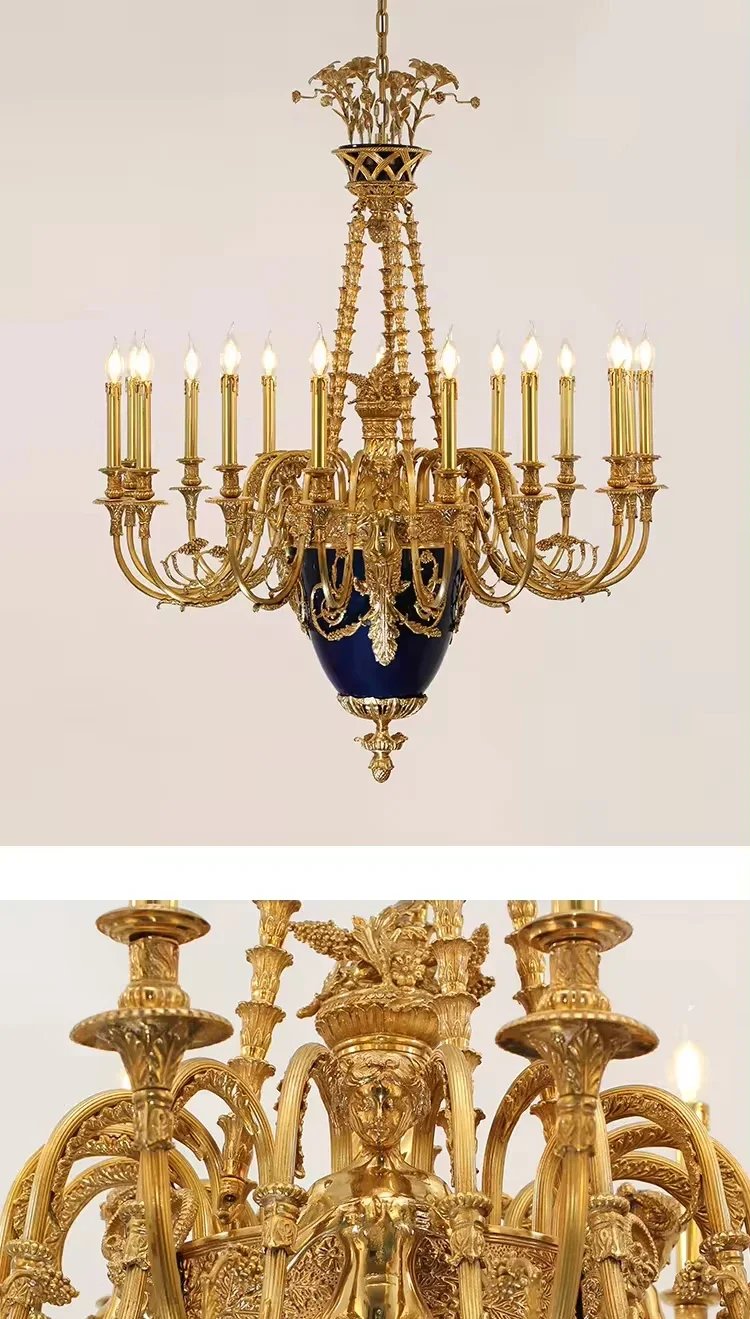 Luxury gold brass chandelier ceramics morano lighting