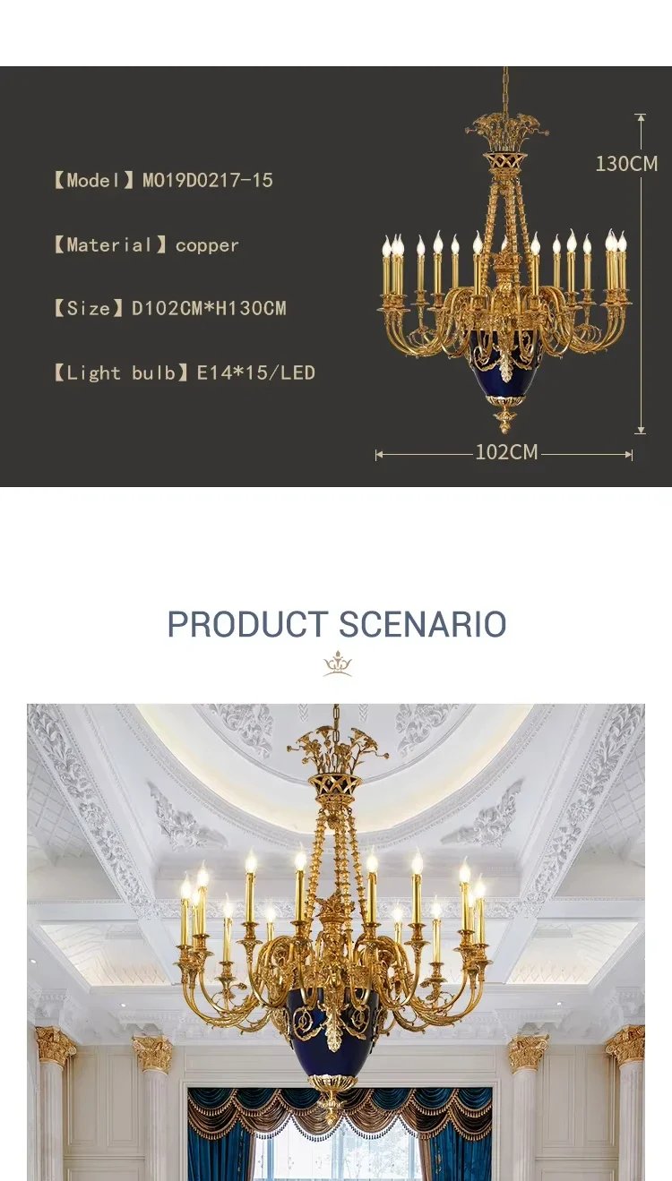 Luxury gold brass chandelier ceramics morano lighting