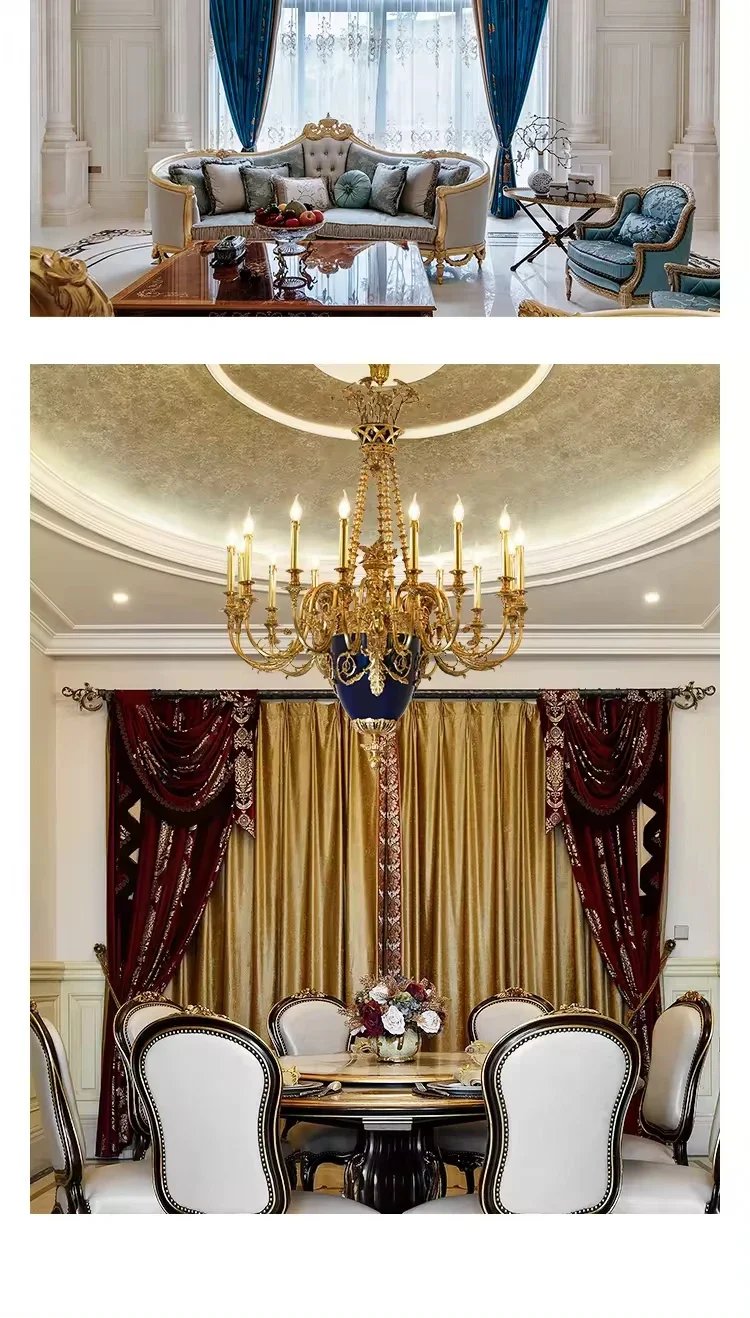 Luxury gold brass chandelier ceramics morano lighting