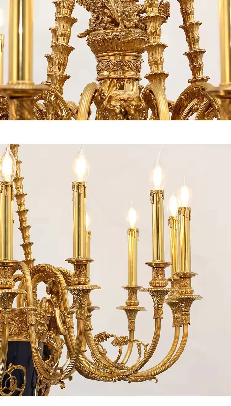 Luxury gold brass chandelier ceramics morano lighting