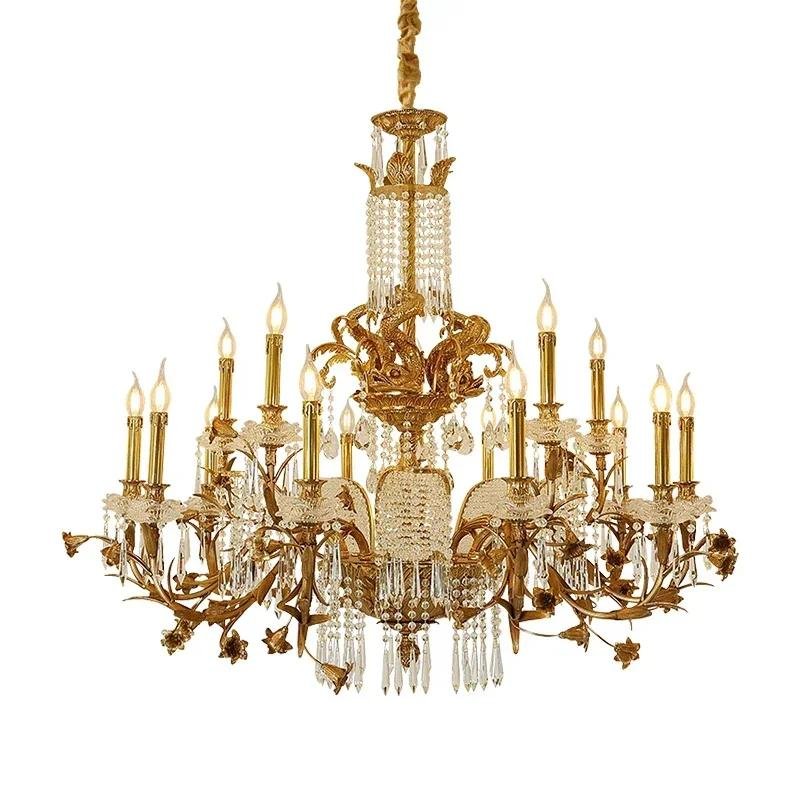 European Elegant Brass Chandelier Crystal French Classic Baroque