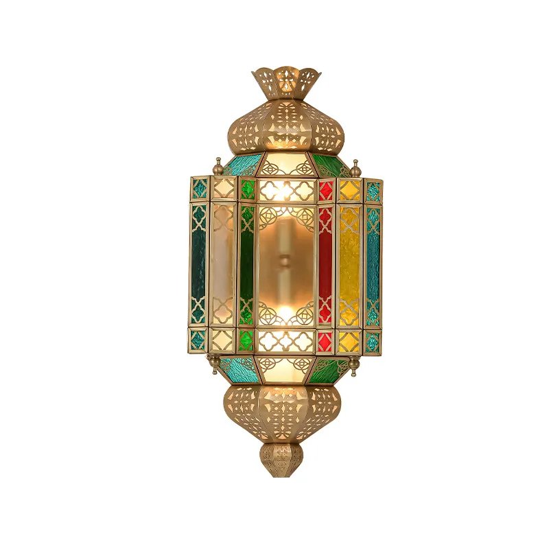 Retro Exotic Wall Lamp Copper Hollow Art Luminous Wall Lights
