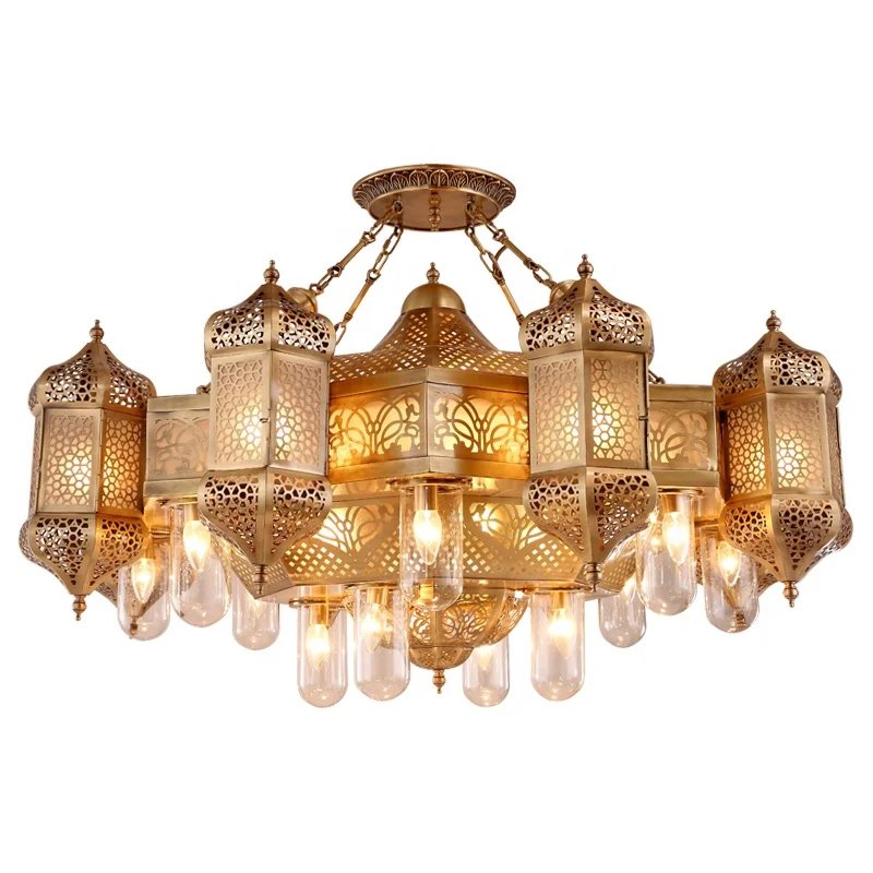 Handmade Retro Style Copper Chandelier Hotel Church Villa Lighting Decoration