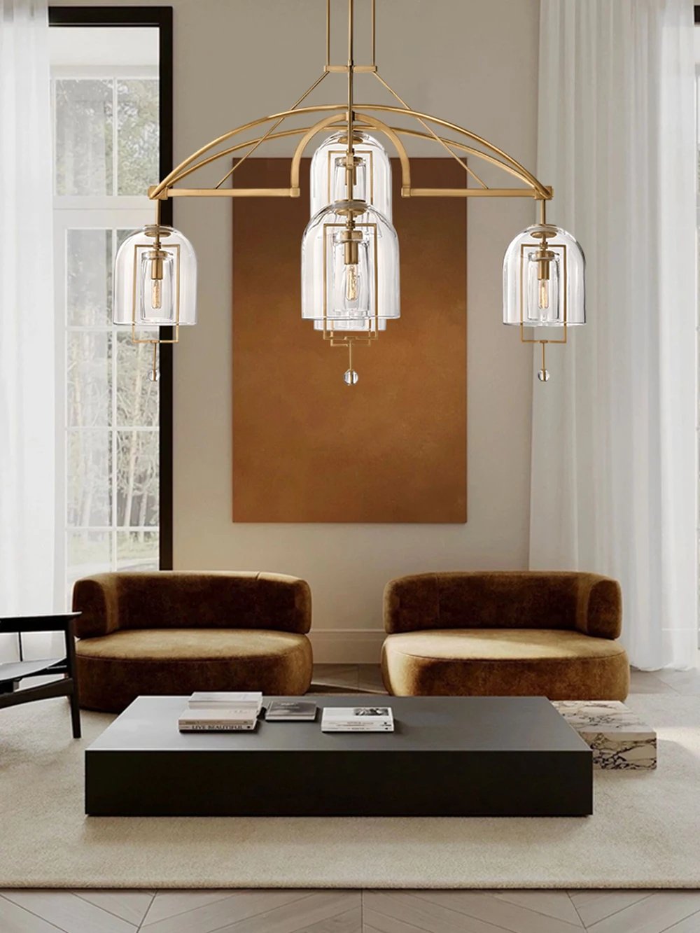 American Series Vintage Brass Lighting Decorative Lighting, Glass Covered Copper