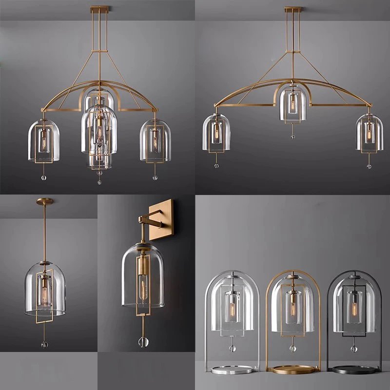American Series Vintage Brass Lighting Decorative Lighting, Glass Covered Copper