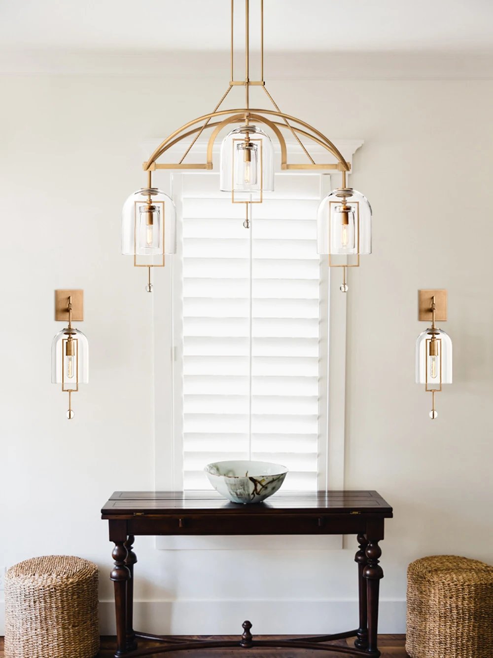 American Series Vintage Brass Lighting Decorative Lighting, Glass Covered Copper