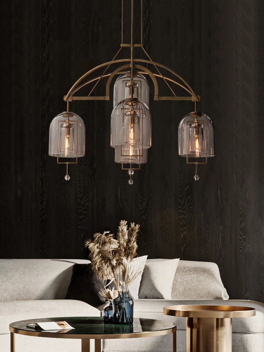 American Series Vintage Brass Lighting Decorative Lighting, Glass Covered Copper