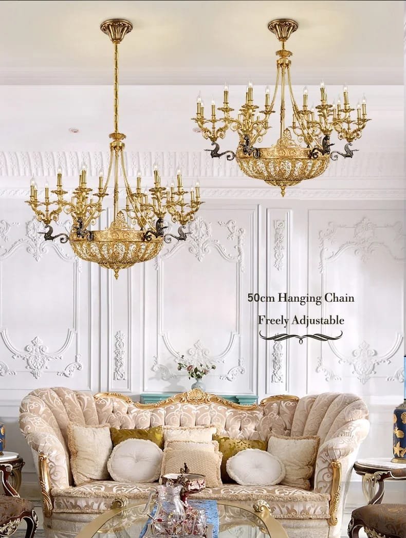 Brass Large Chandelier French Style Classic Candle Pendant Lights Classic Candle Pendant Lights