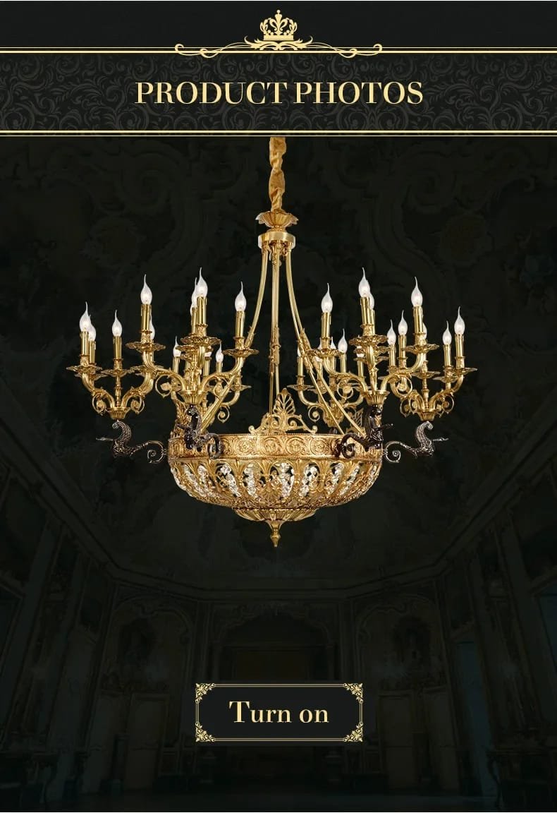 Brass Large Chandelier French Style Classic Candle Pendant Lights Classic Candle Pendant Lights
