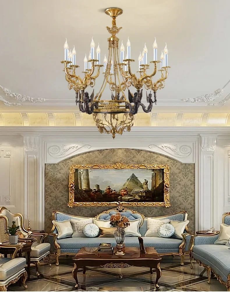 Brass Large Chandelier French Style Classic Candle Pendant Lights Classic Candle Pendant Lights