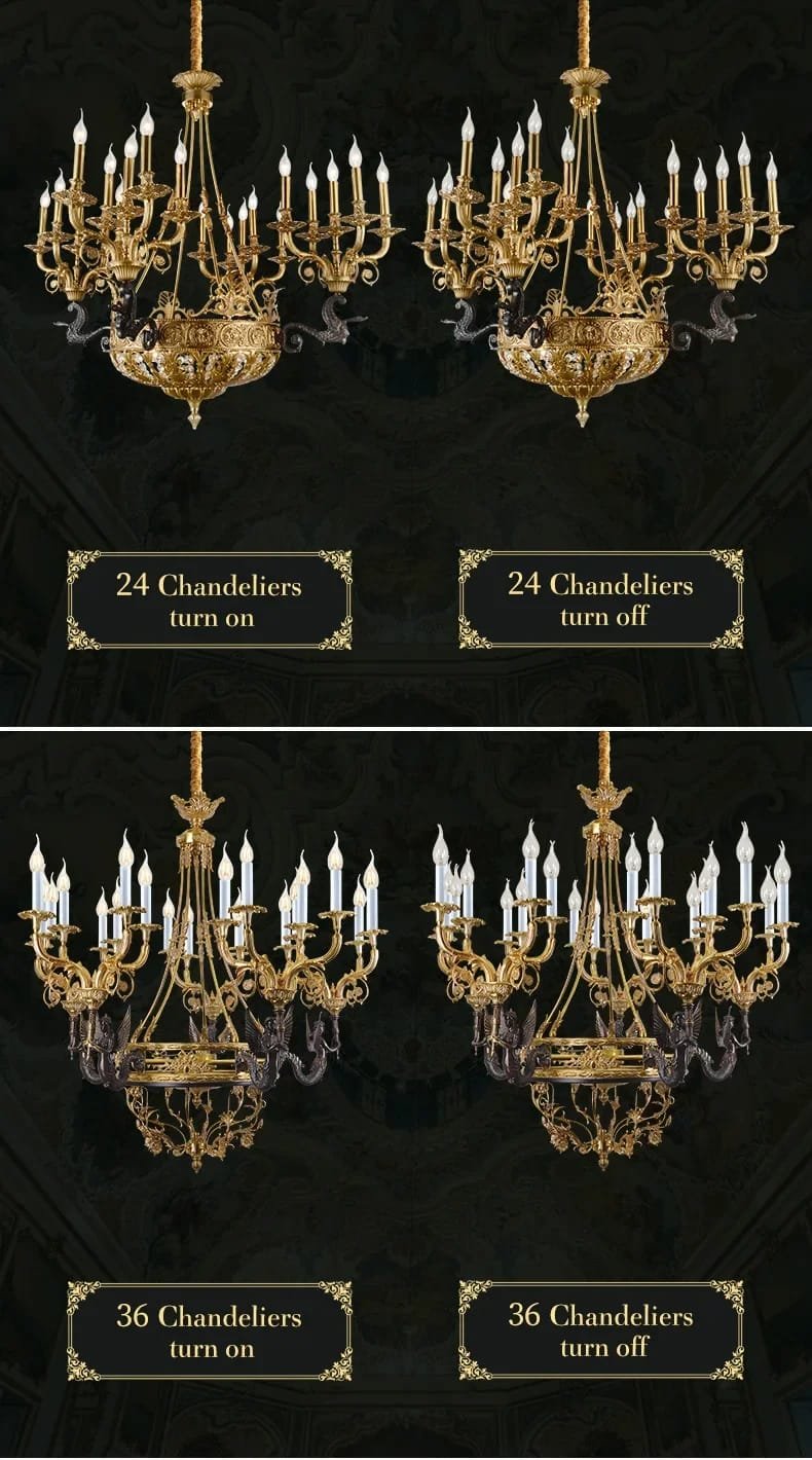 Brass Large Chandelier French Style Classic Candle Pendant Lights Classic Candle Pendant Lights