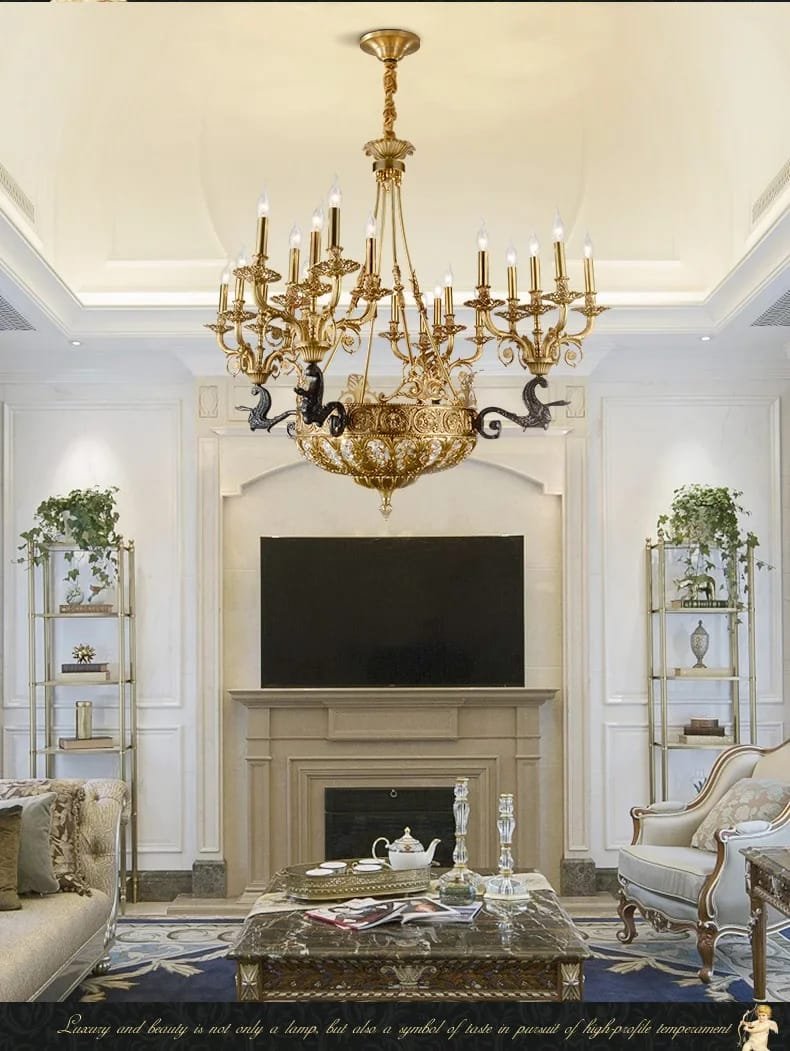Brass Large Chandelier French Style Classic Candle Pendant Lights Classic Candle Pendant Lights