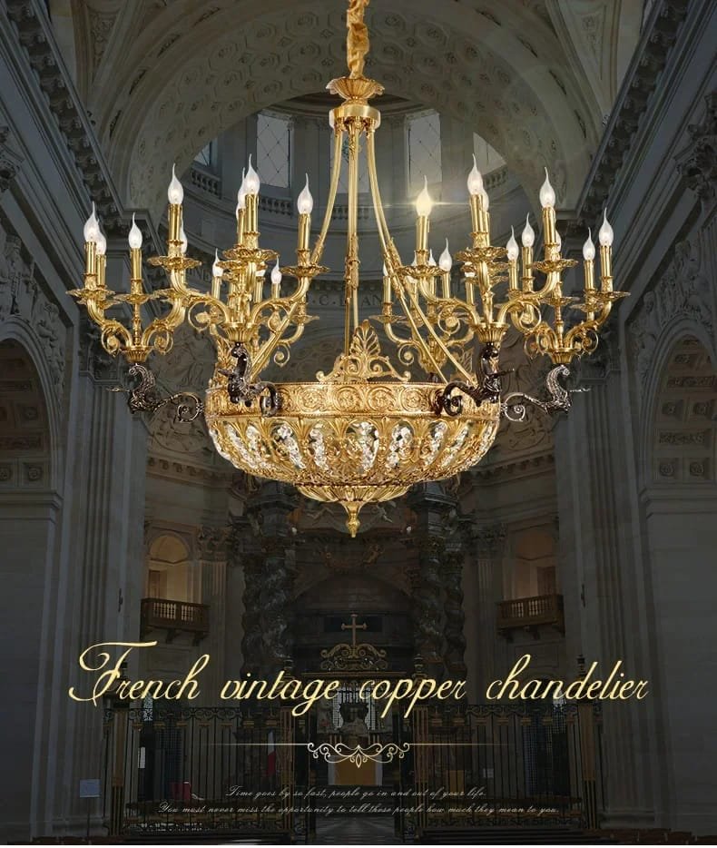 Brass Large Chandelier French Style Classic Candle Pendant Lights Classic Candle Pendant Lights