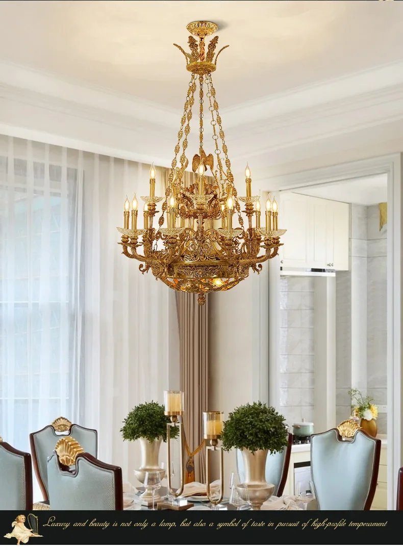 Brass Large Chandelier Baroque Classic Design Pendant Light