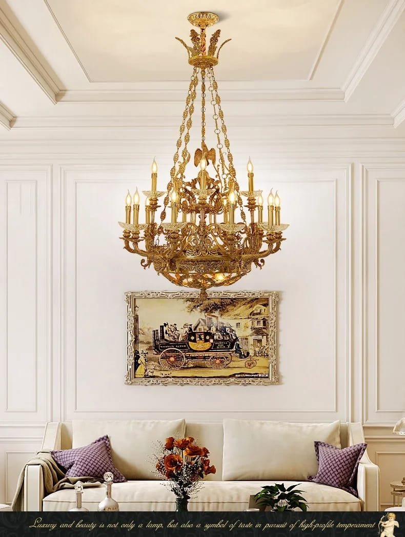 Brass Large Chandelier Baroque Classic Design Pendant Light